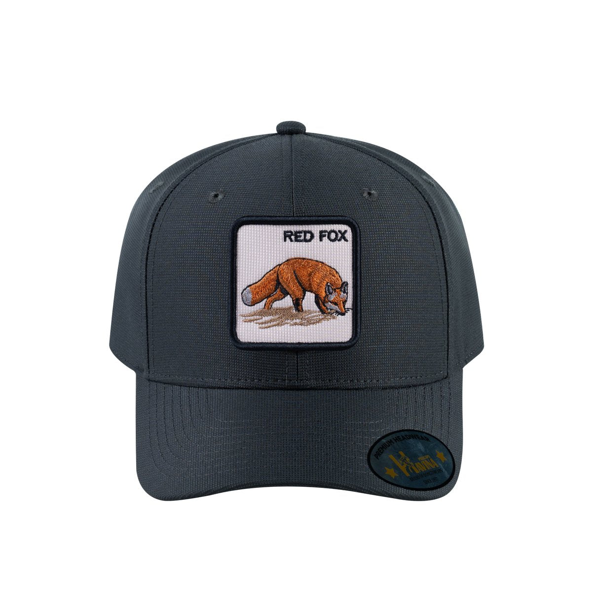Unisex V2 Embroidered The Red Fox, 6-Panel Baseball Cap, Dark Grey/Dark Grey, Adjustable Fit
