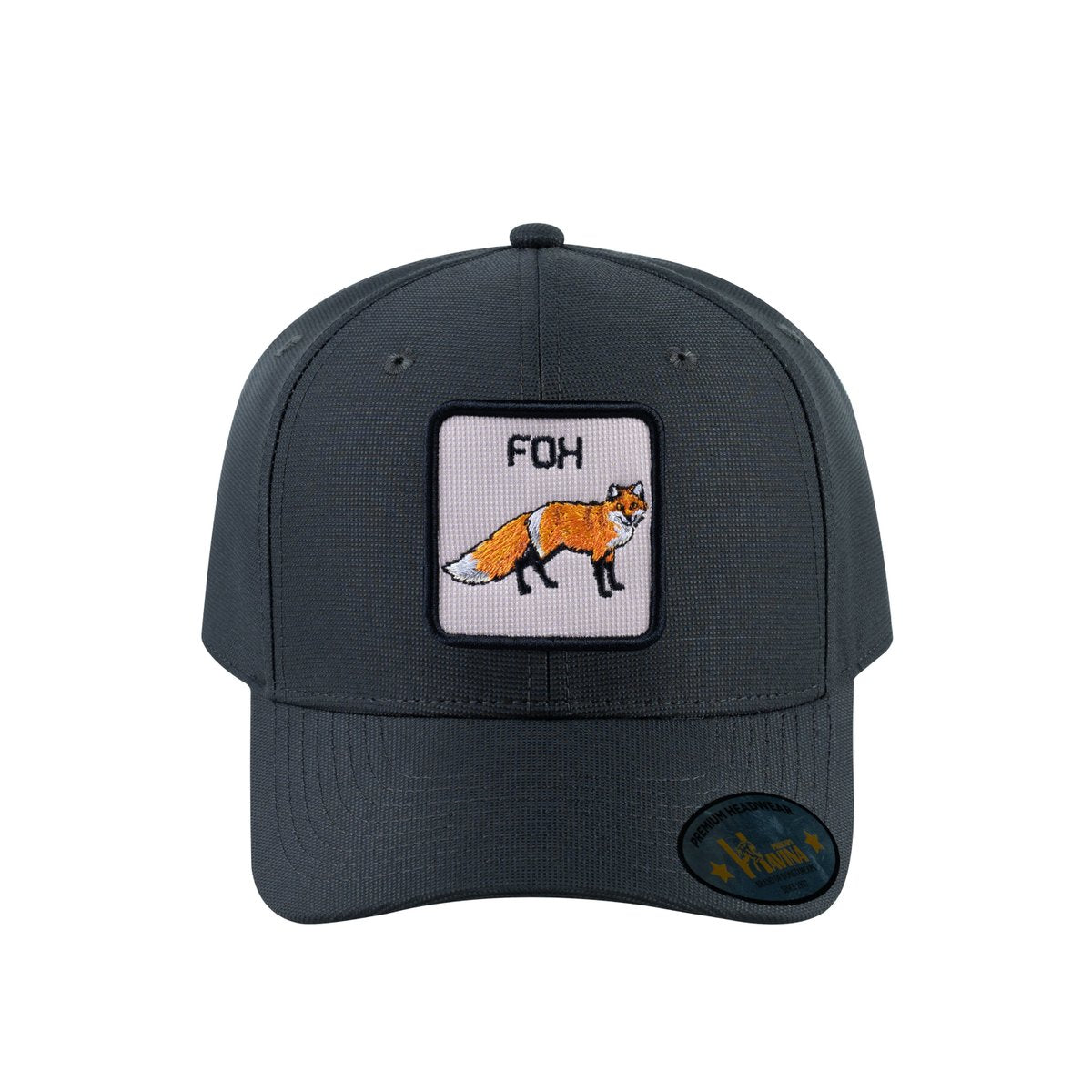 Unisex V2 Embroidered The Fox, 6-Panel Baseball Cap, Dark Grey/Dark Grey, Adjustable Fit