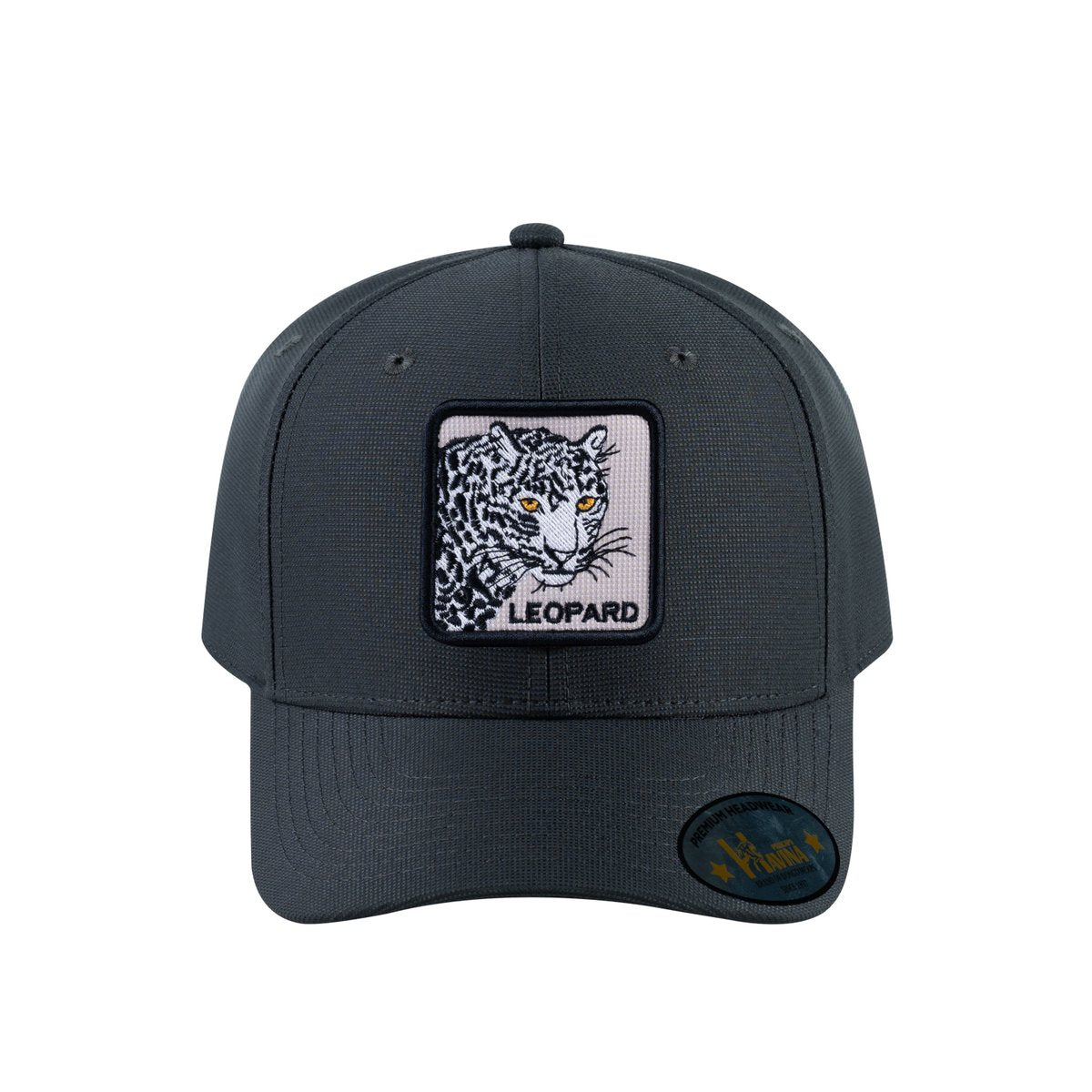 Unisex V2 Embroidered The Leopard, 6-Panel Baseball Cap, Dark Grey/Dark Grey, Adjustable Fit