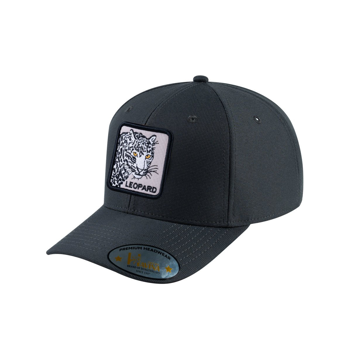 Unisex V2 Embroidered The Leopard, 6-Panel Baseball Cap, Dark Grey/Dark Grey, Adjustable Fit
