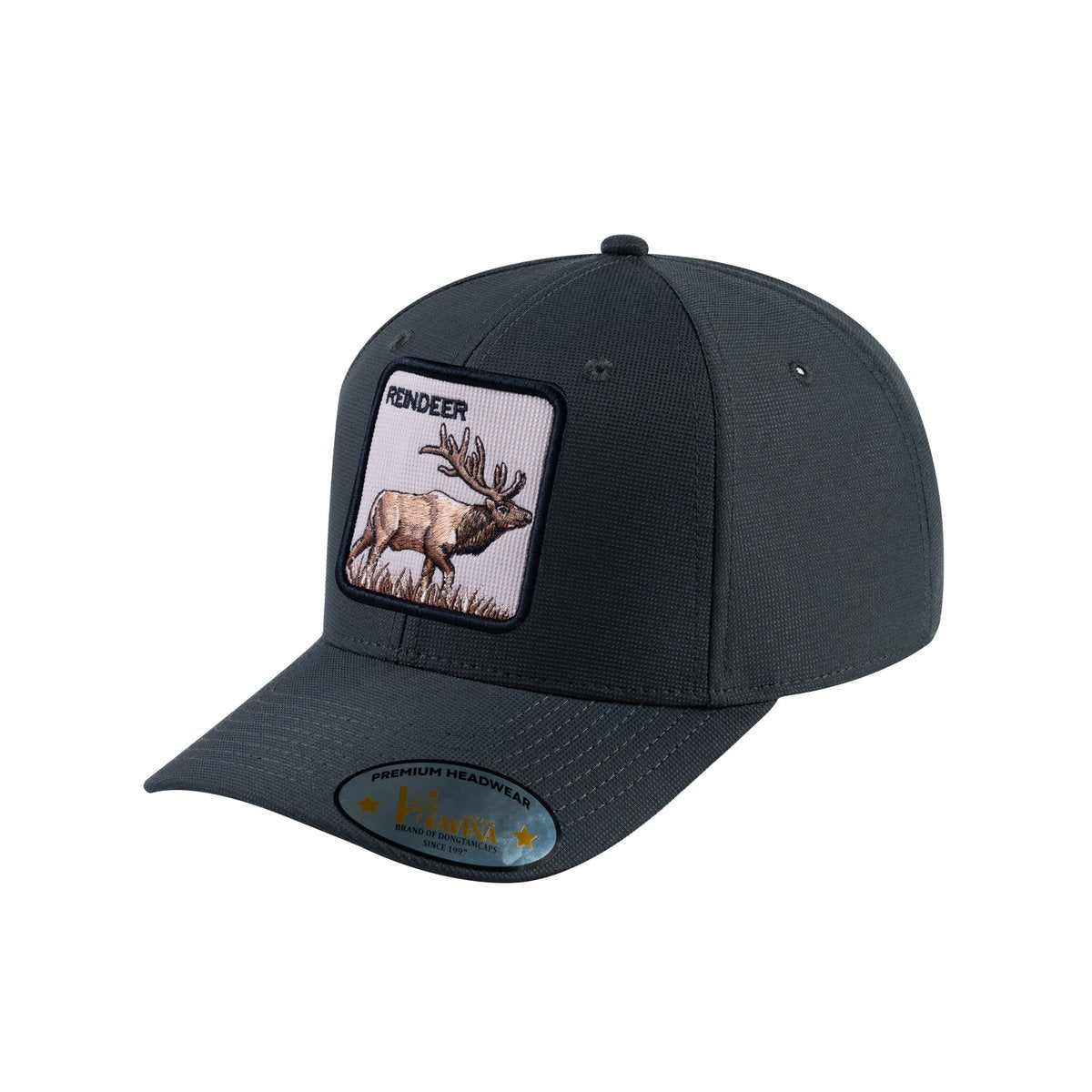 Unisex V2 Embroidered The Reindeer, 6-Panel Baseball Cap, Dark Grey/Dark Grey, Adjustable Fit