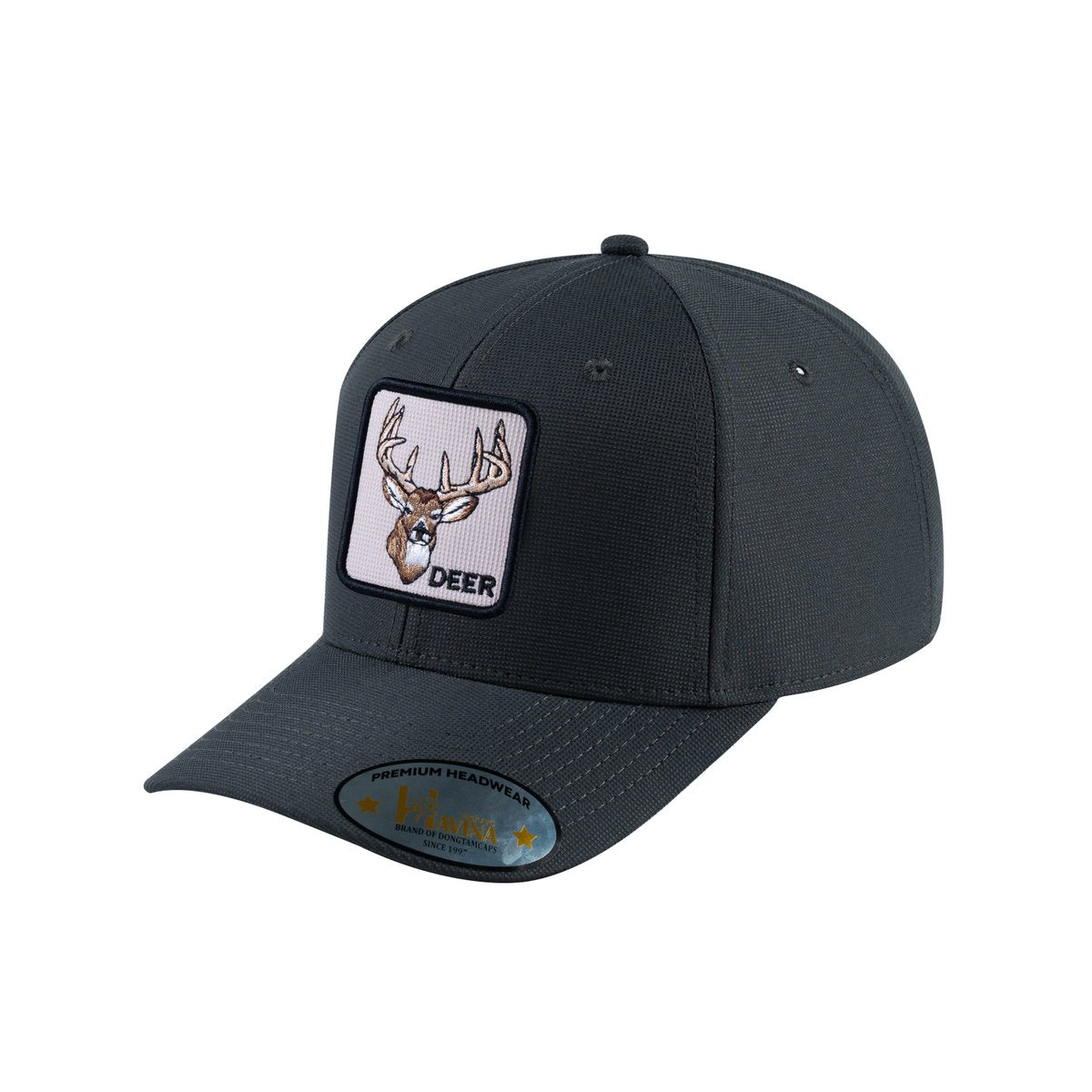 Unisex V2 Embroidered The Deer, 6-Panel Baseball Cap, Dark Grey/Dark Grey, Adjustable Fit