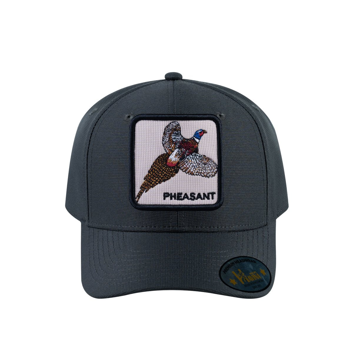 Unisex V2 Embroidered The Pheasant, 6-Panel Baseball Cap, Dark Grey/Dark Grey, Adjustable Fit