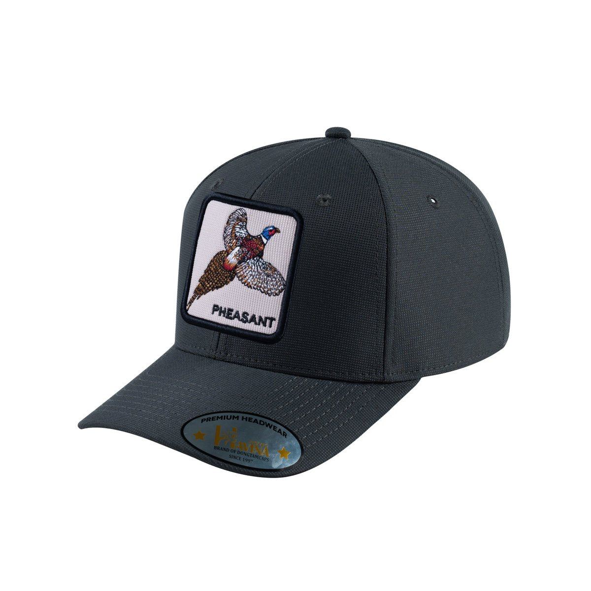 Unisex V2 Embroidered The Pheasant, 6-Panel Baseball Cap, Dark Grey/Dark Grey, Adjustable Fit