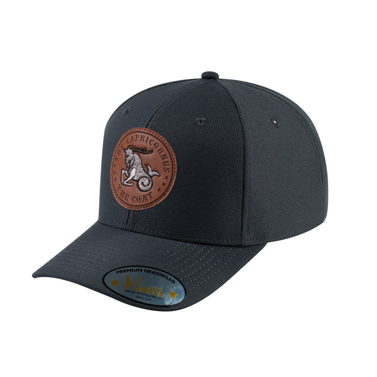 Unisex V2 Embroidered And Laser-Engraved Capricorn Zodiac (December 22, January 19), 6-Panel Baseball Cap, Dark Grey/Dark Grey, Adjustable Fit
