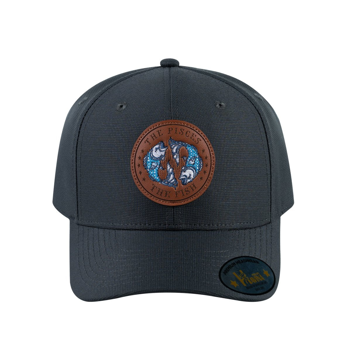 Unisex V2 Embroidered And Laser-Engraved Pisces Zodiac (February 19, March 20), 6-Panel Baseball Cap, Dark Grey/Dark Grey, Adjustable Fit