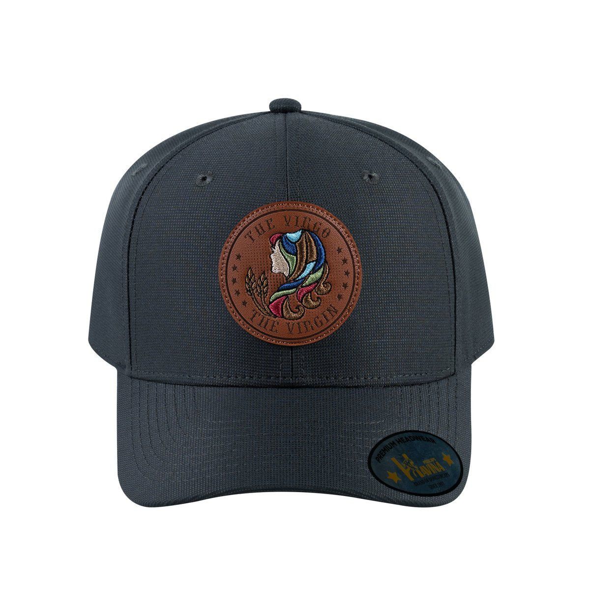 Unisex V2 Embroidered And Laser-Engraved Virgo Zodiac (August 23, September 22), 6-Panel Baseball Cap, Dark Grey/Dark Grey, Adjustable Fit