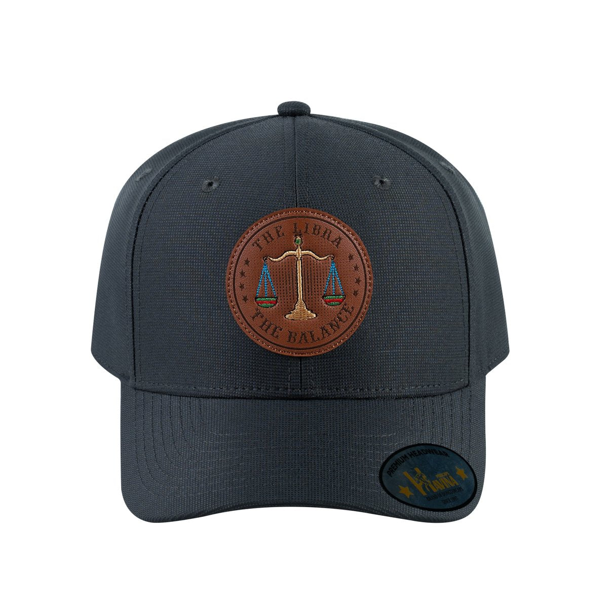 Unisex V2 Embroidered And Laser-Engraved Libra Zodiac (September 23, October 22), 6-Panel Baseball Cap, Dark Grey/Dark Grey, Adjustable Fit