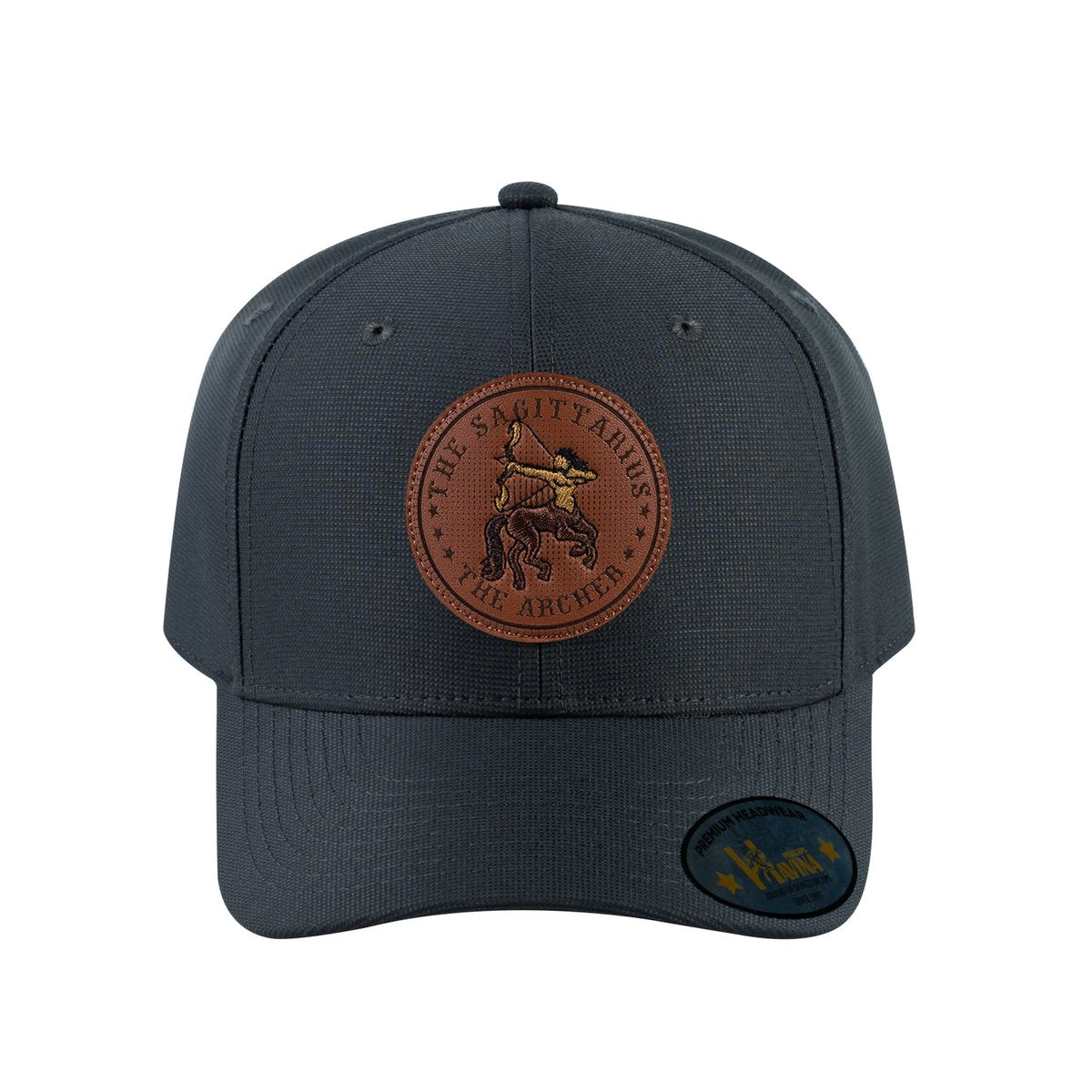 Unisex V2 Embroidered And Laser-Engraved Sagittarius Zodiac (November 22, December 21), 6-Panel Baseball Cap, Dark Grey/Dark Grey, Adjustable Fit