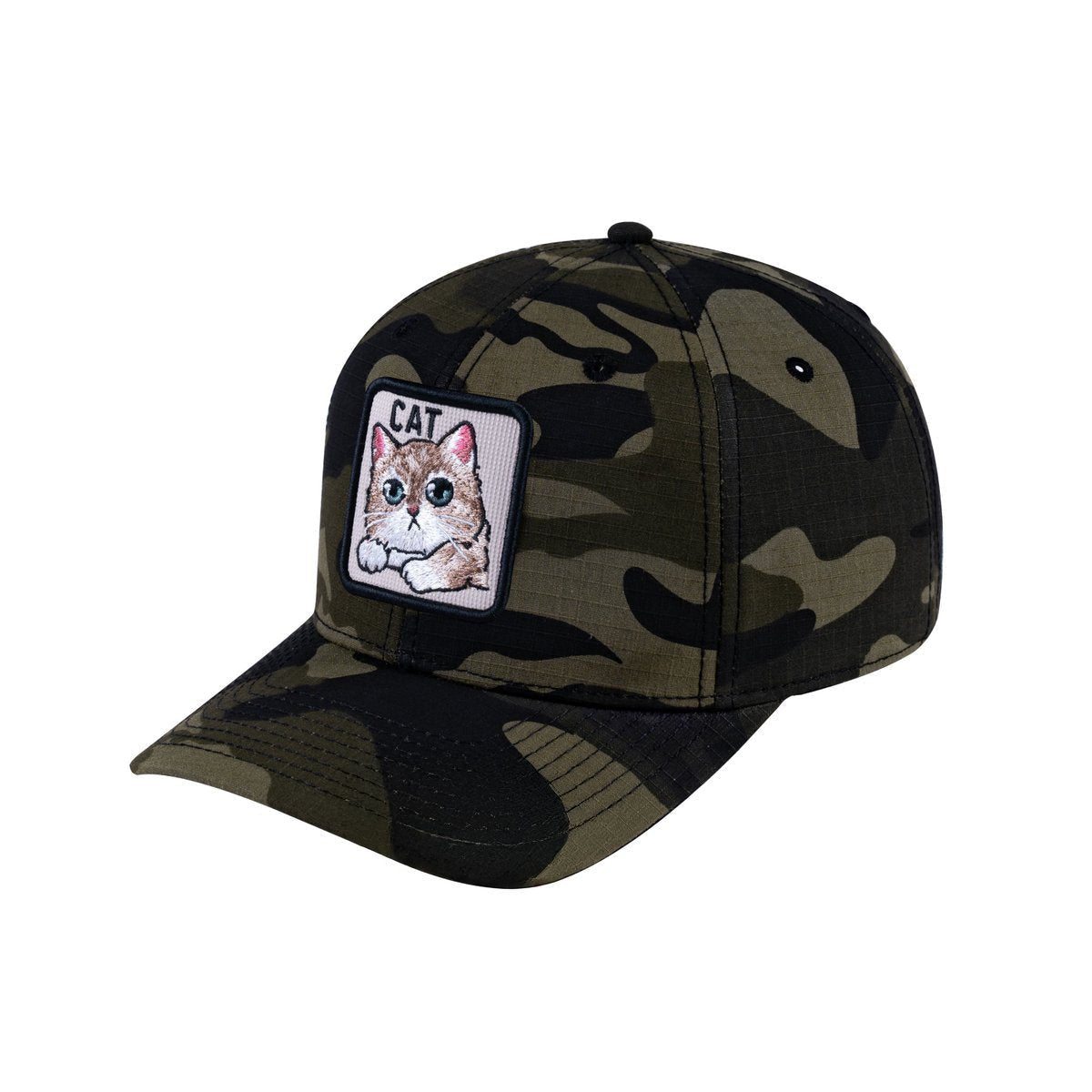 Unisex V2 Embroidered The Cat, 6-Panel Baseball Cap, Green Camo/Green Camo, Adjustable Fit