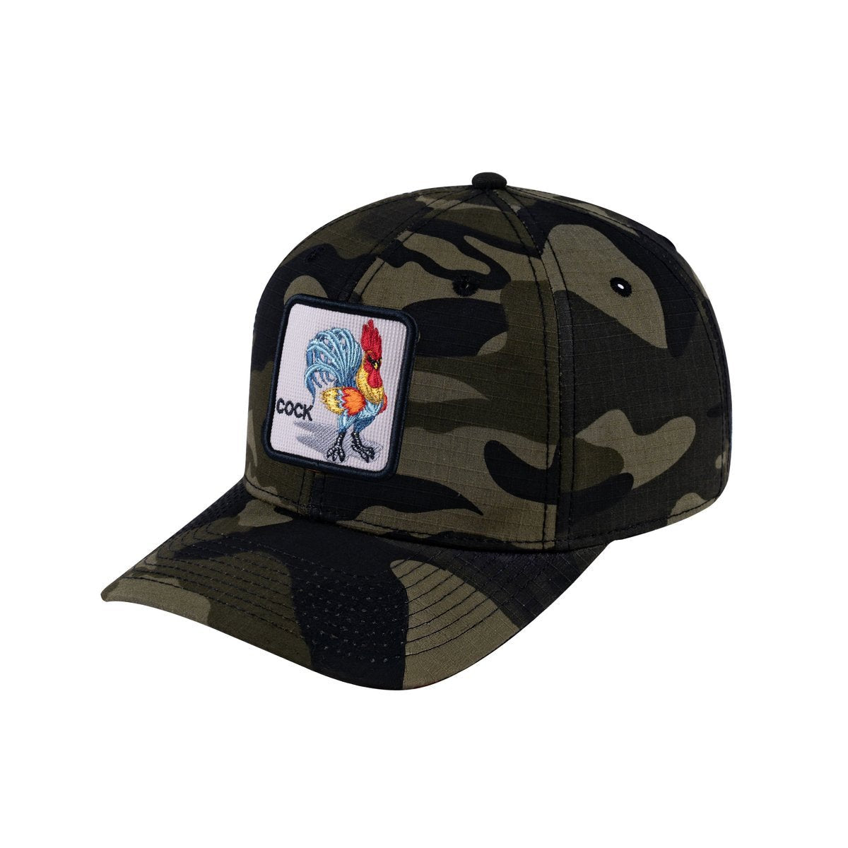 Unisex V2 Embroidered The Chicken, 6-Panel Baseball Cap, Green Camo/Green Camo, Adjustable Fit