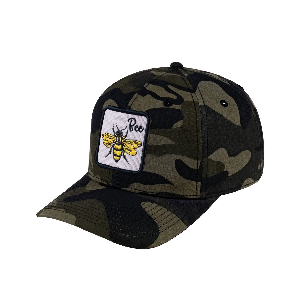 Unisex V2 Embroidered The Bee, 6-Panel Baseball Cap, Green Camo/Green Camo, Adjustable Fit