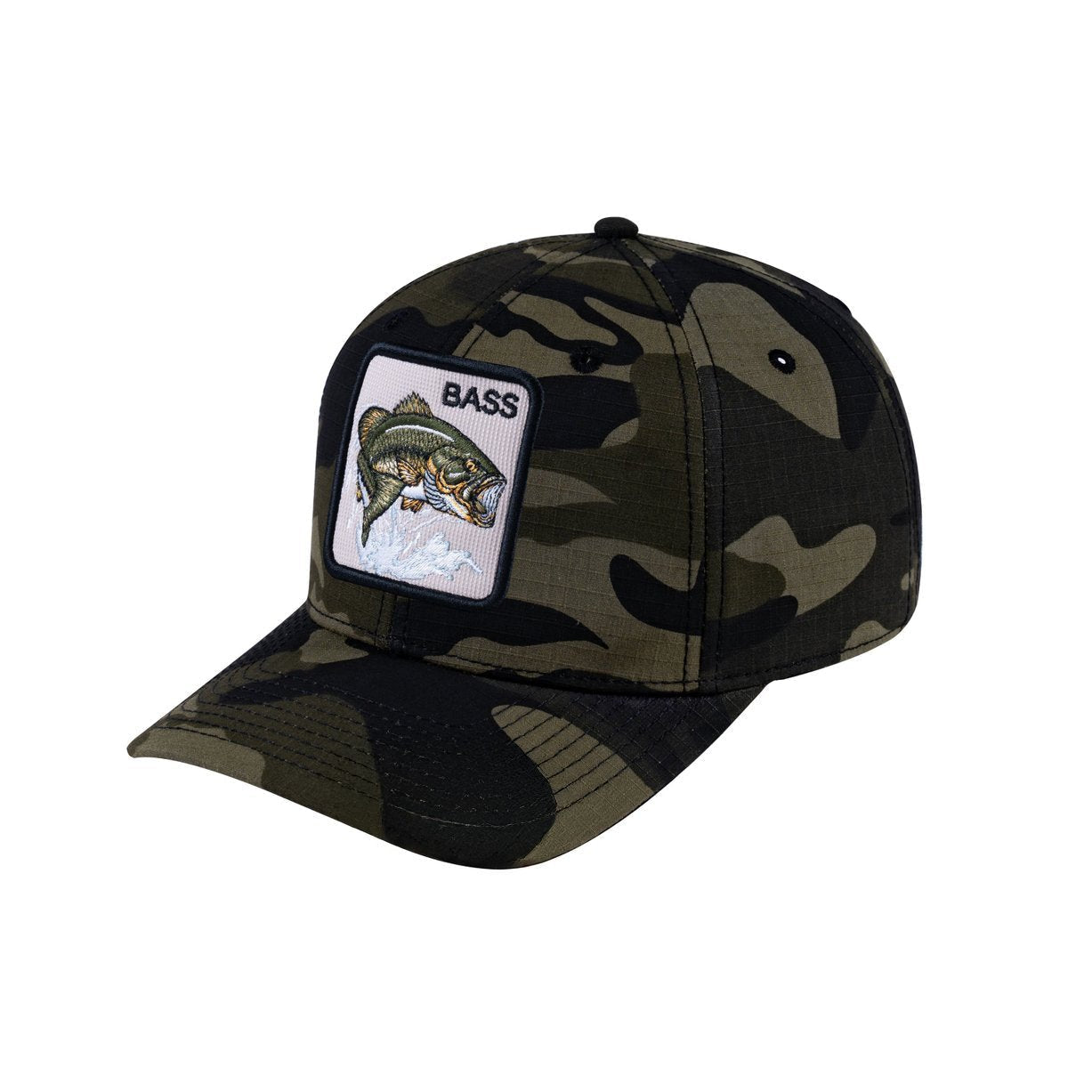 Unisex V2 Embroidered The Bass, 6-Panel Baseball Cap, Green Camo/Green Camo, Adjustable Fit