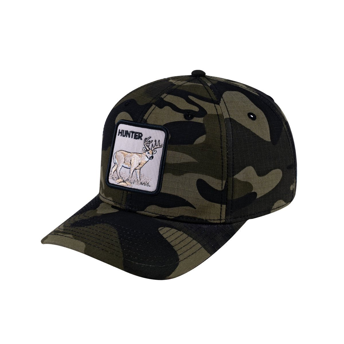 Unisex V2 Embroidered The Hunter, 6-Panel Baseball Cap, Green Camo/Green Camo, Adjustable Fit