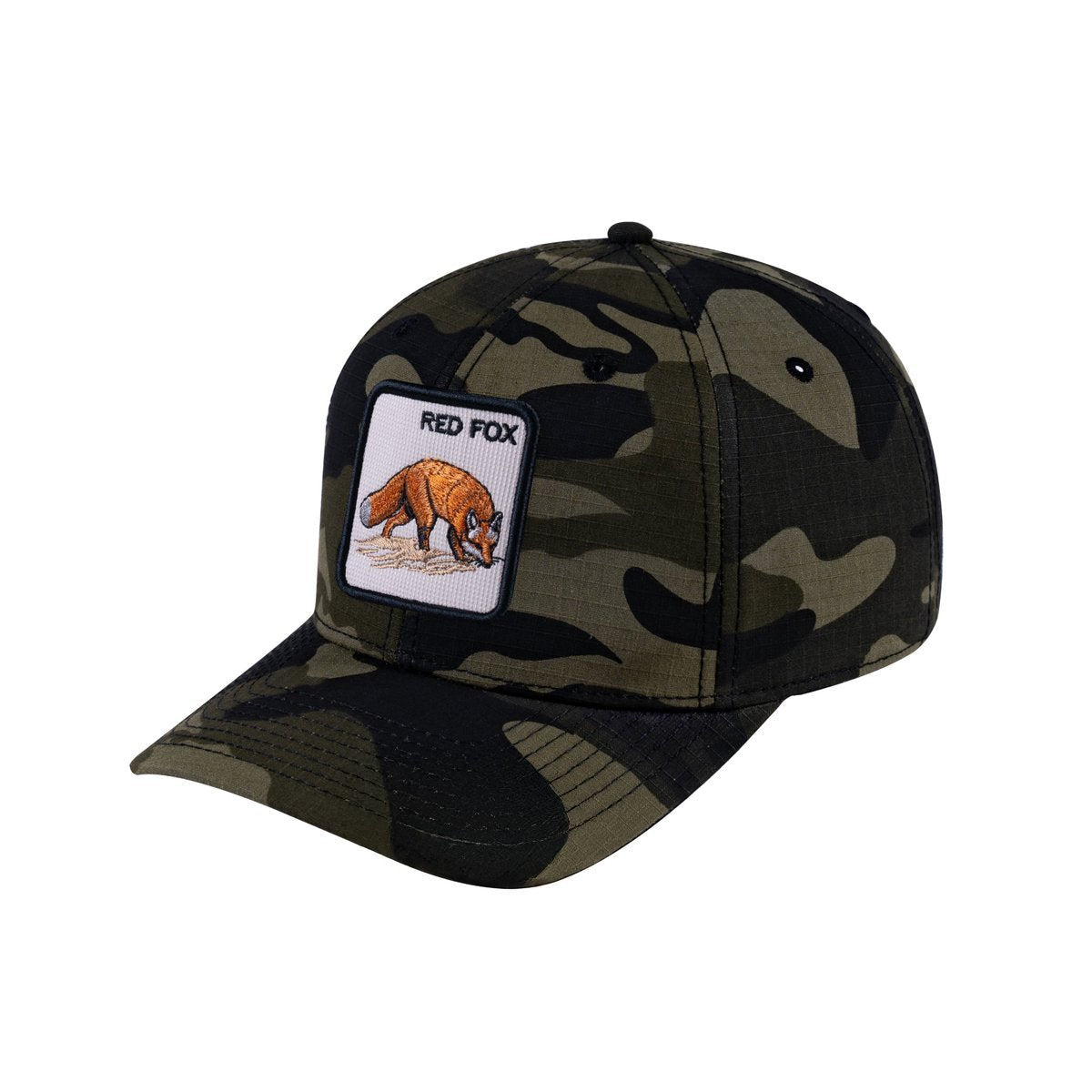 Unisex V2 Embroidered The Red Fox, 6-Panel Baseball Cap, Green Camo/Green Camo, Adjustable Fit