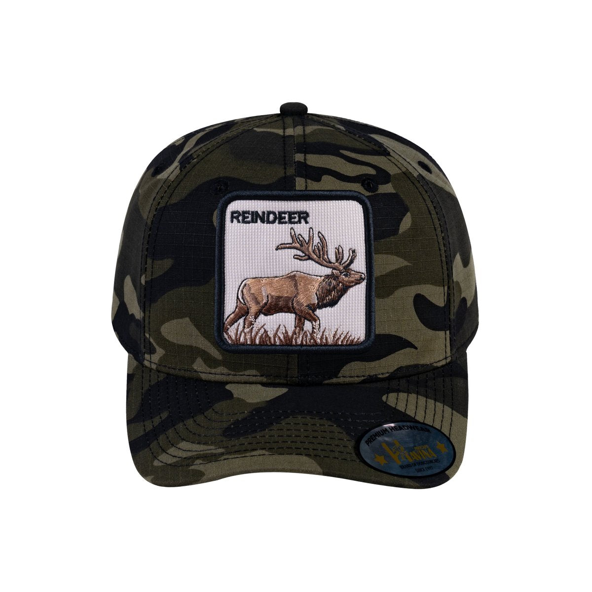 Unisex V2 Embroidered The Reindeer, 6-Panel Baseball Cap, Green Camo/Green Camo, Adjustable Fit