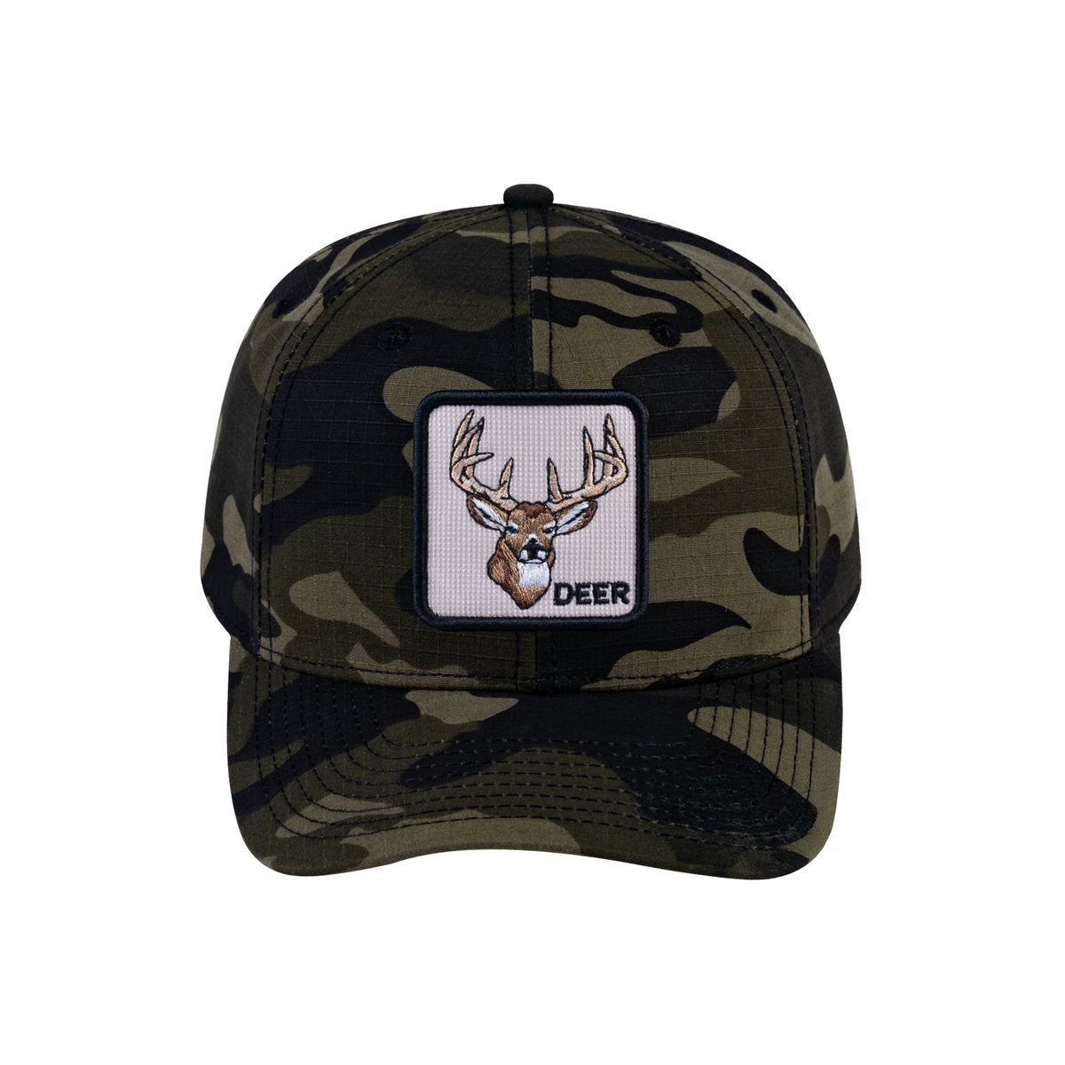 Unisex V2 Embroidered The Deer, 6-Panel Baseball Cap, Green Camo/Green Camo, Adjustable Fit