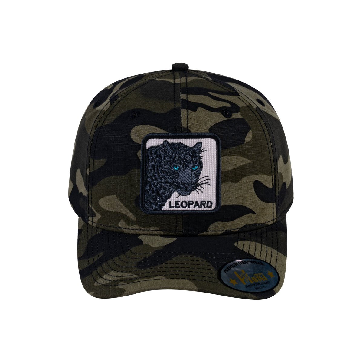Unisex V2 Embroidered The Leopard V2, 6-Panel Baseball Cap, Green Camo/Green Camo, Adjustable Fit