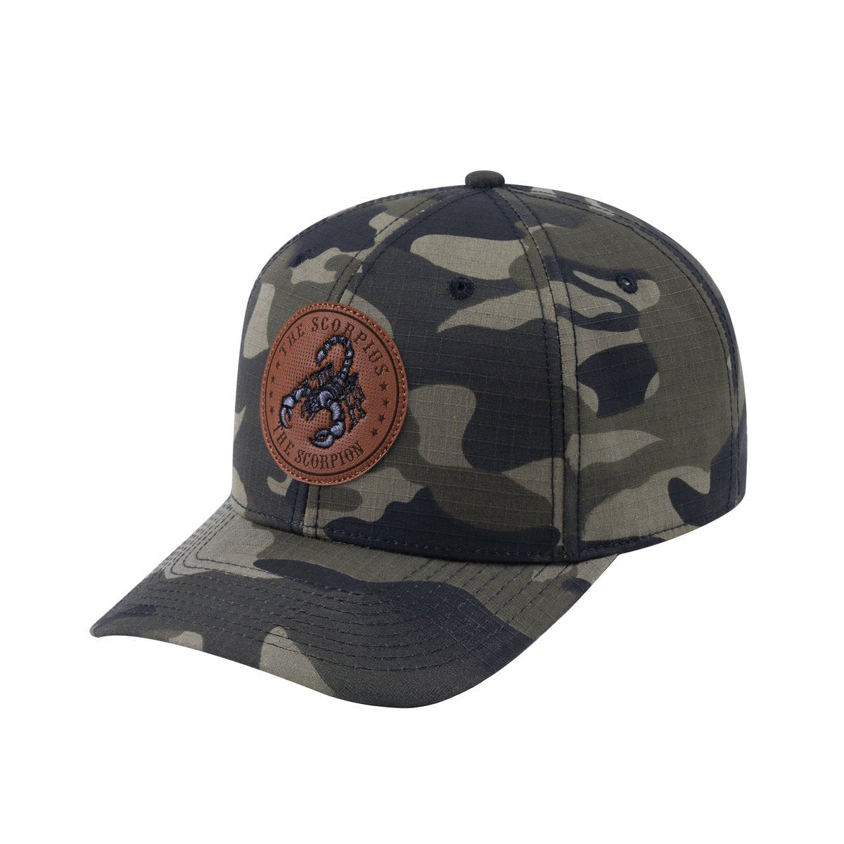 Unisex V2 Embroidered And Laser-Engraved Scorpius Zodiac (October 23, November 21), 6-Panel Baseball Cap, Green Camo/Green Camo, Adjustable Fit