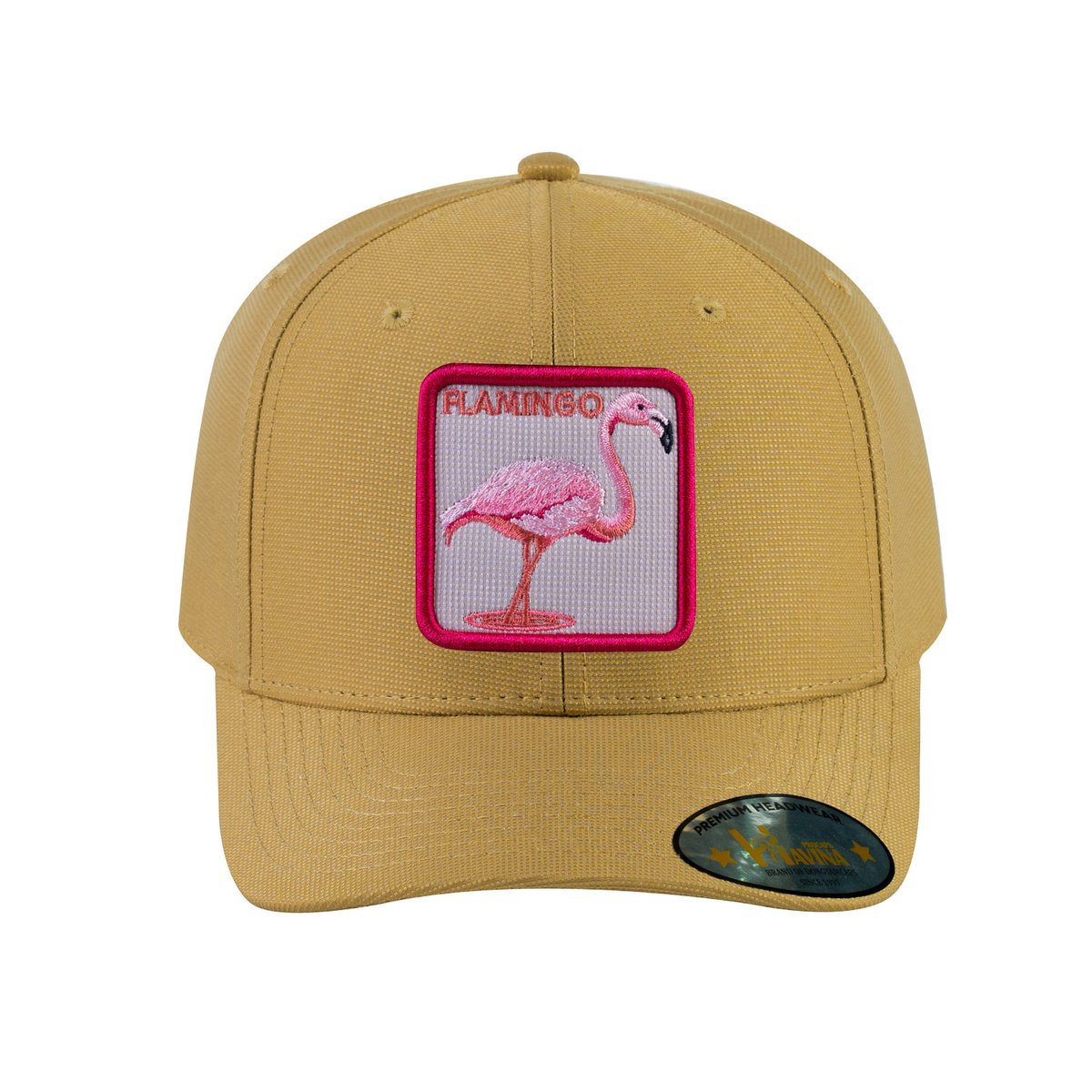 Unisex V2 Embroidered The Flamingo, 6-Panel Baseball Cap, Khaki/Khaki, Adjustable Fit