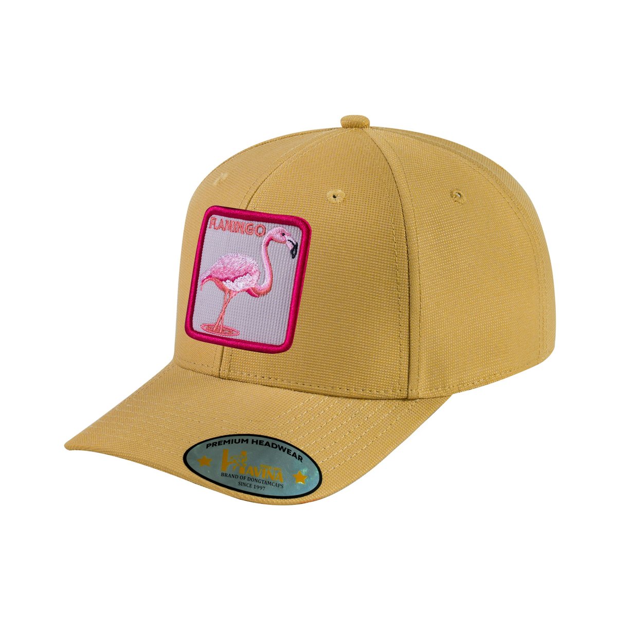 Unisex V2 Embroidered The Flamingo, 6-Panel Baseball Cap, Khaki/Khaki, Adjustable Fit