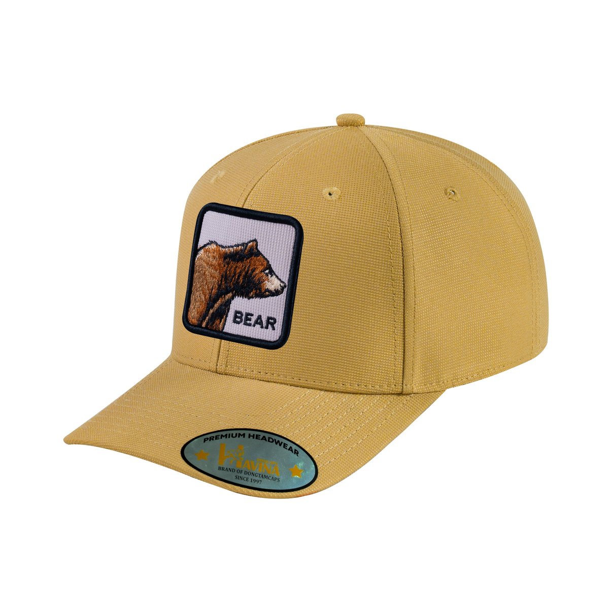 Unisex V2 Embroidered The Bear, 6-Panel Baseball Cap, Khaki/Khaki, Adjustable Fit