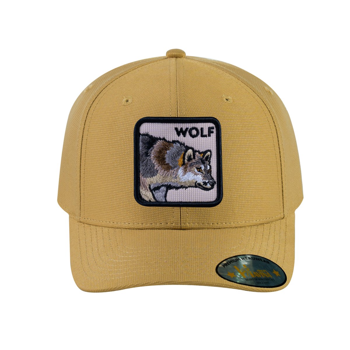 Unisex V2 Embroidered The Wolf, 6-Panel Baseball Cap, Khaki/Khaki, Adjustable Fit