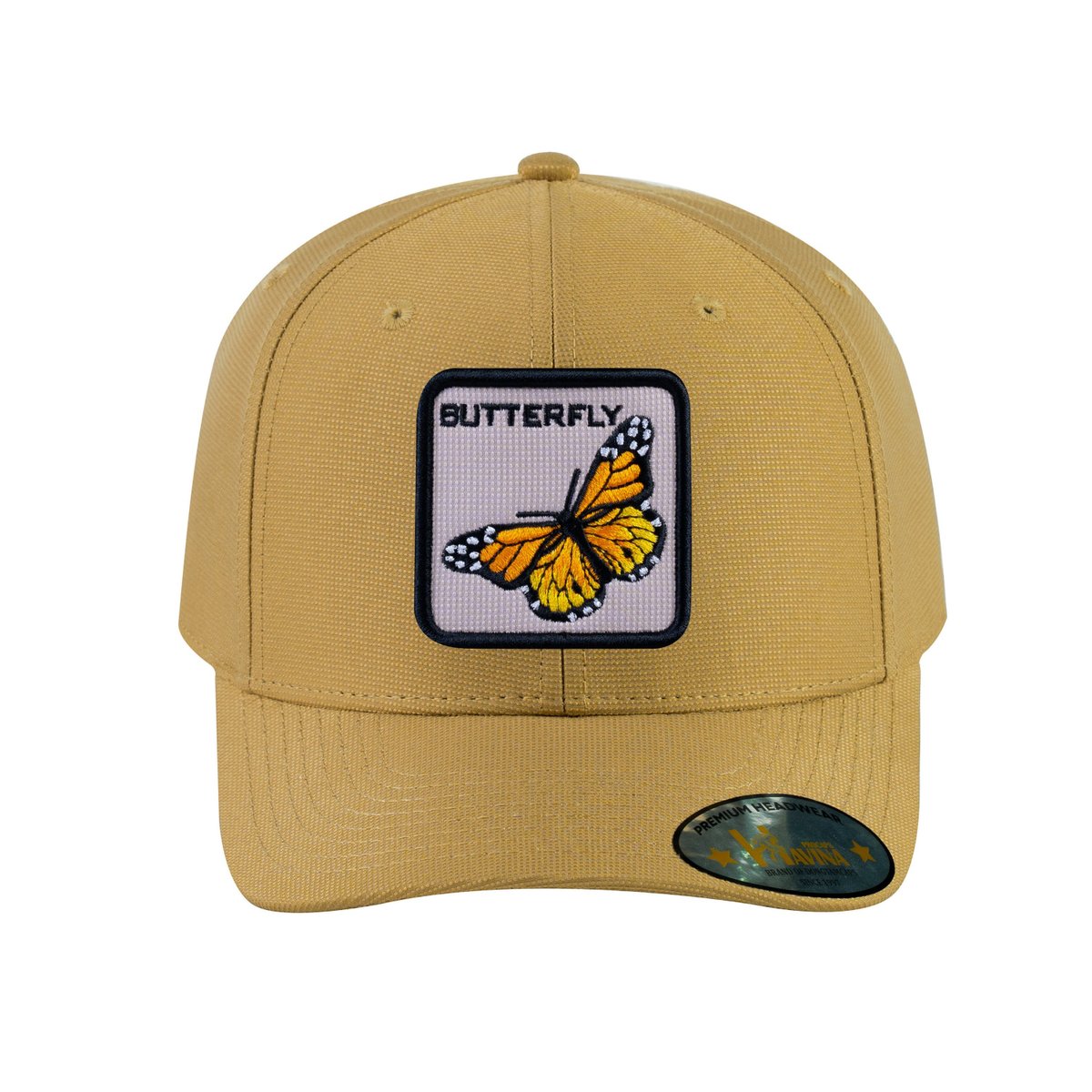 Unisex V2 Embroidered The Butterfly, 6-Panel Baseball Cap, Khaki/Khaki, Adjustable Fit