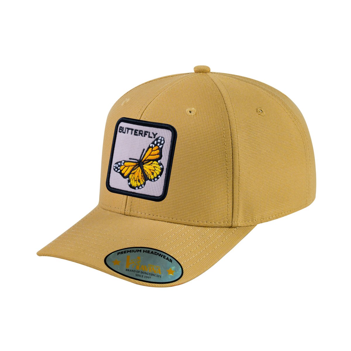 Unisex V2 Embroidered The Butterfly, 6-Panel Baseball Cap, Khaki/Khaki, Adjustable Fit