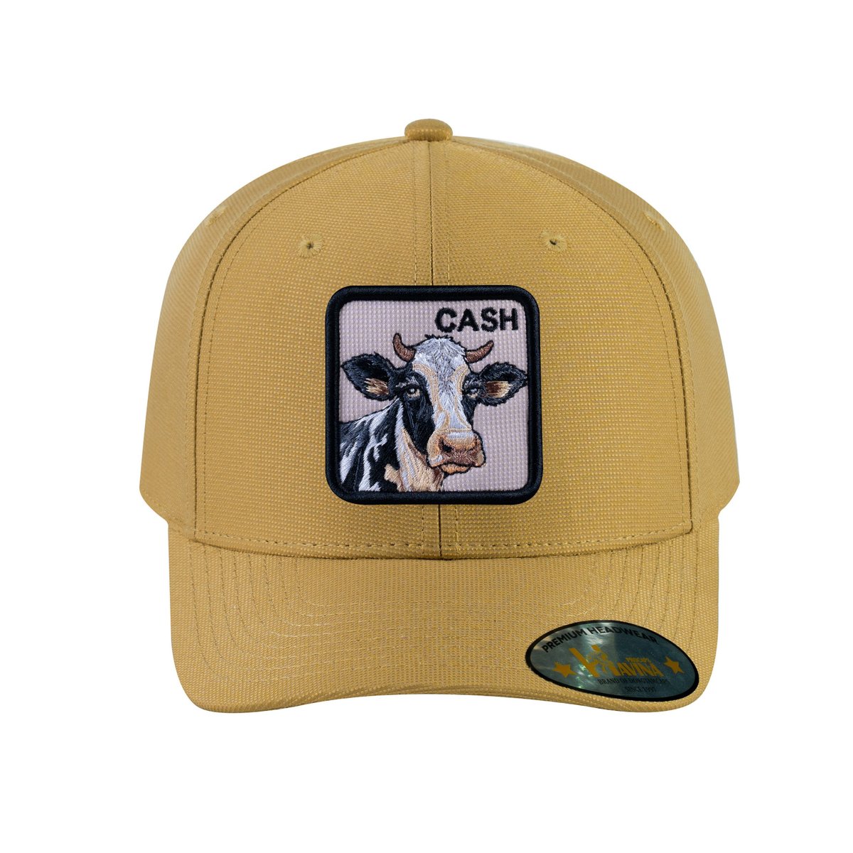 Unisex V2 Embroidered The Cow, 6-Panel Baseball Cap, Khaki/Khaki, Adjustable Fit