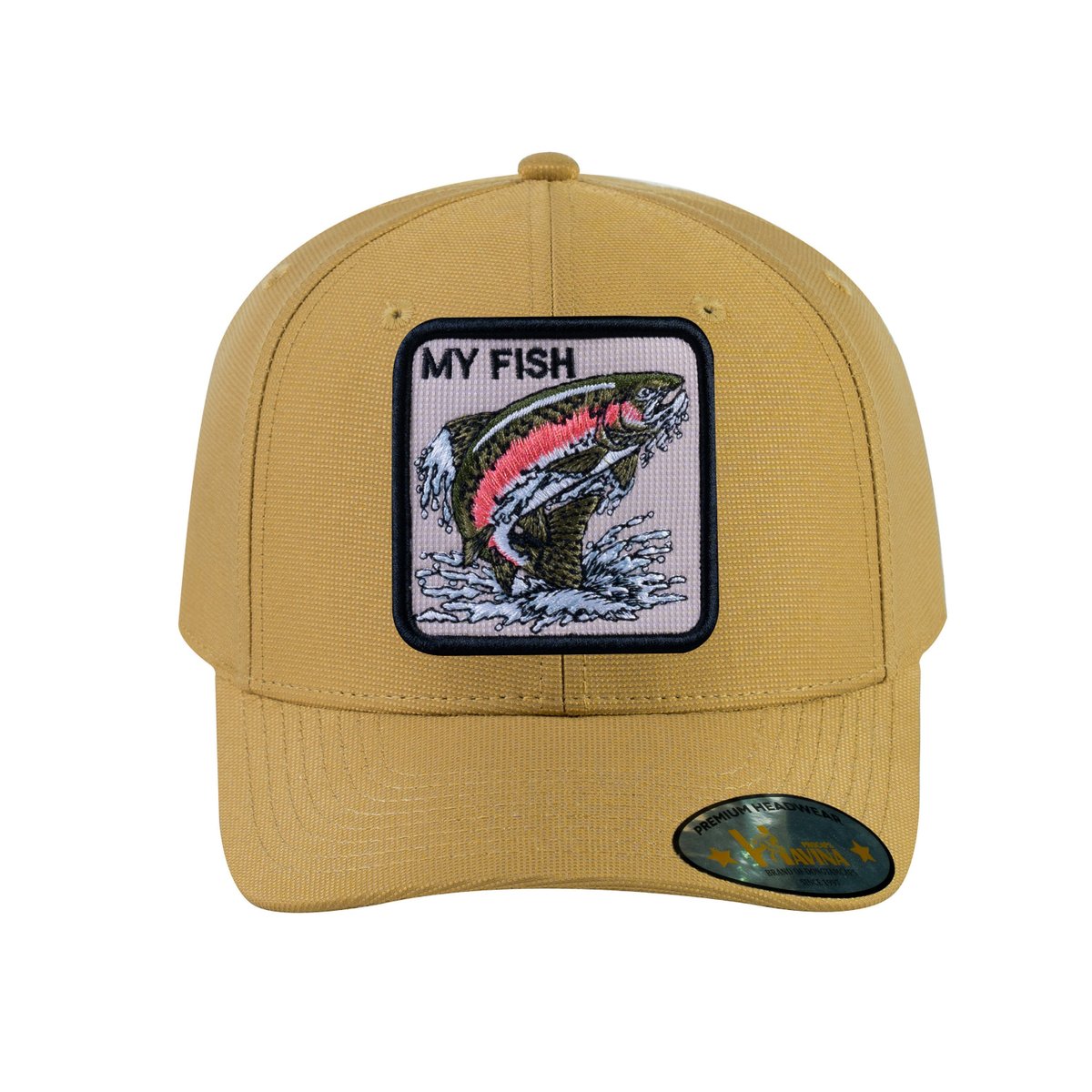 Unisex V2 Embroidered The Salmon, 6-Panel Baseball Cap, Khaki/Khaki, Adjustable Fit