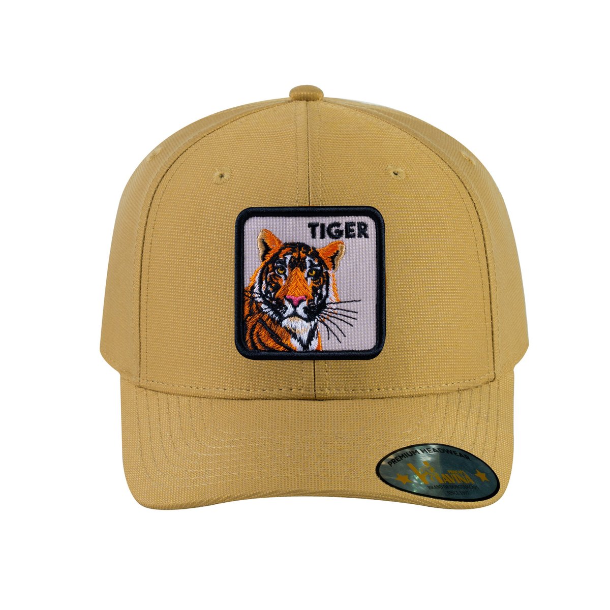 Unisex V2 Embroidered The Tiger, 6-Panel Baseball Cap, Khaki/Khaki, Adjustable Fit