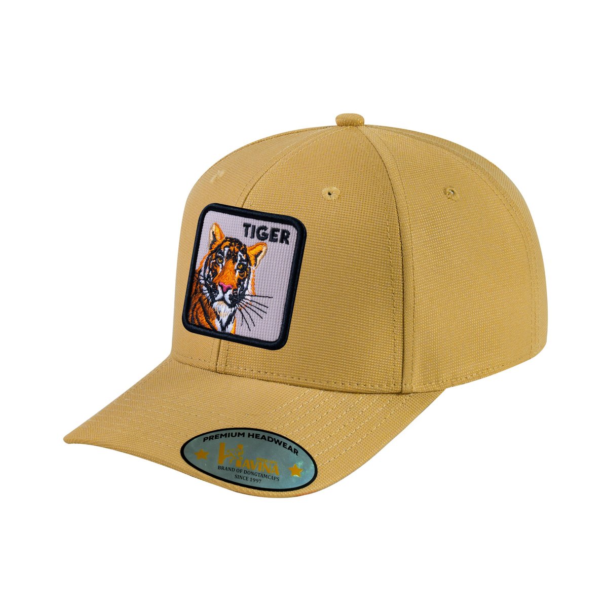 Unisex V2 Embroidered The Tiger, 6-Panel Baseball Cap, Khaki/Khaki, Adjustable Fit