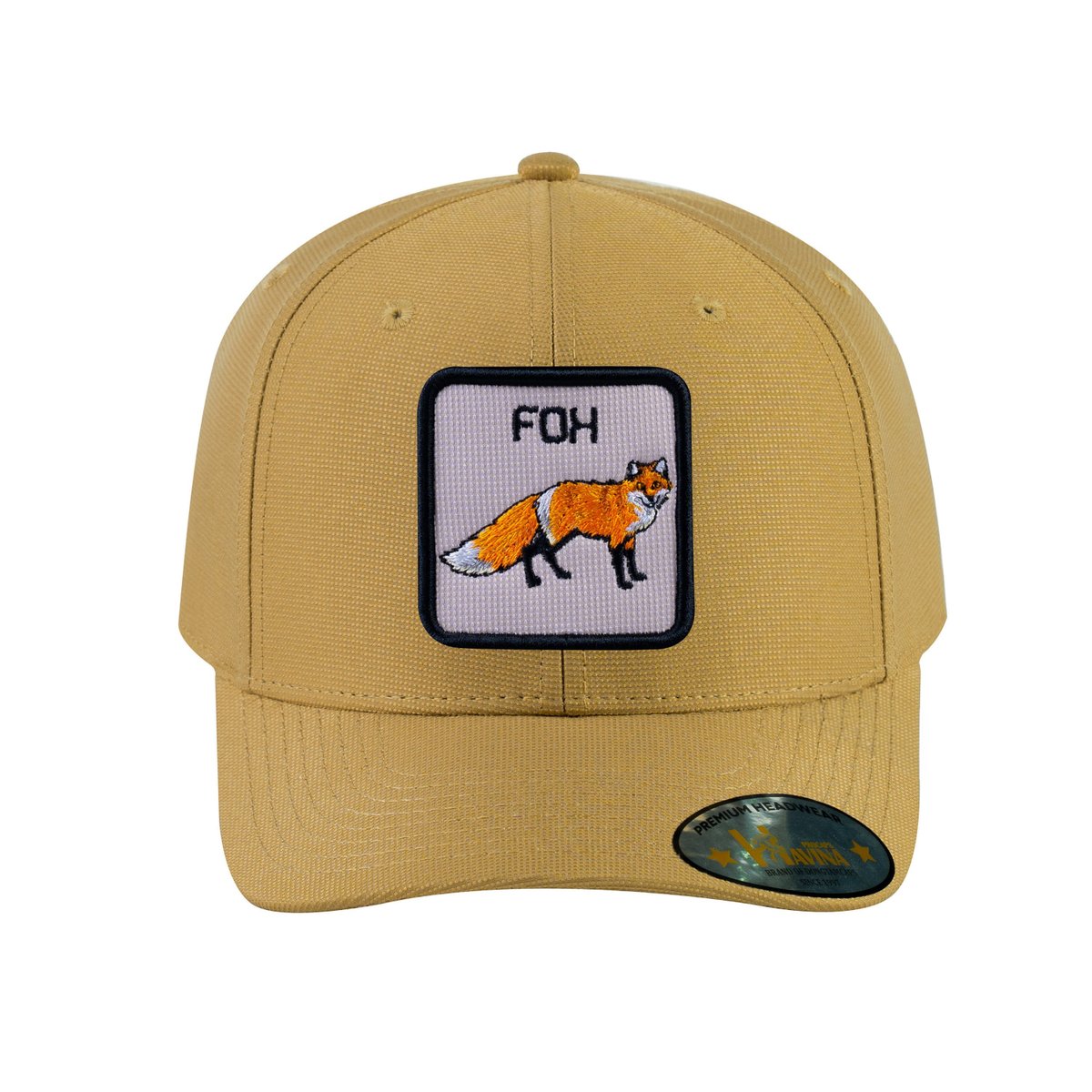 Unisex V2 Embroidered The Fox, 6-Panel Baseball Cap, Khaki/Khaki, Adjustable Fit