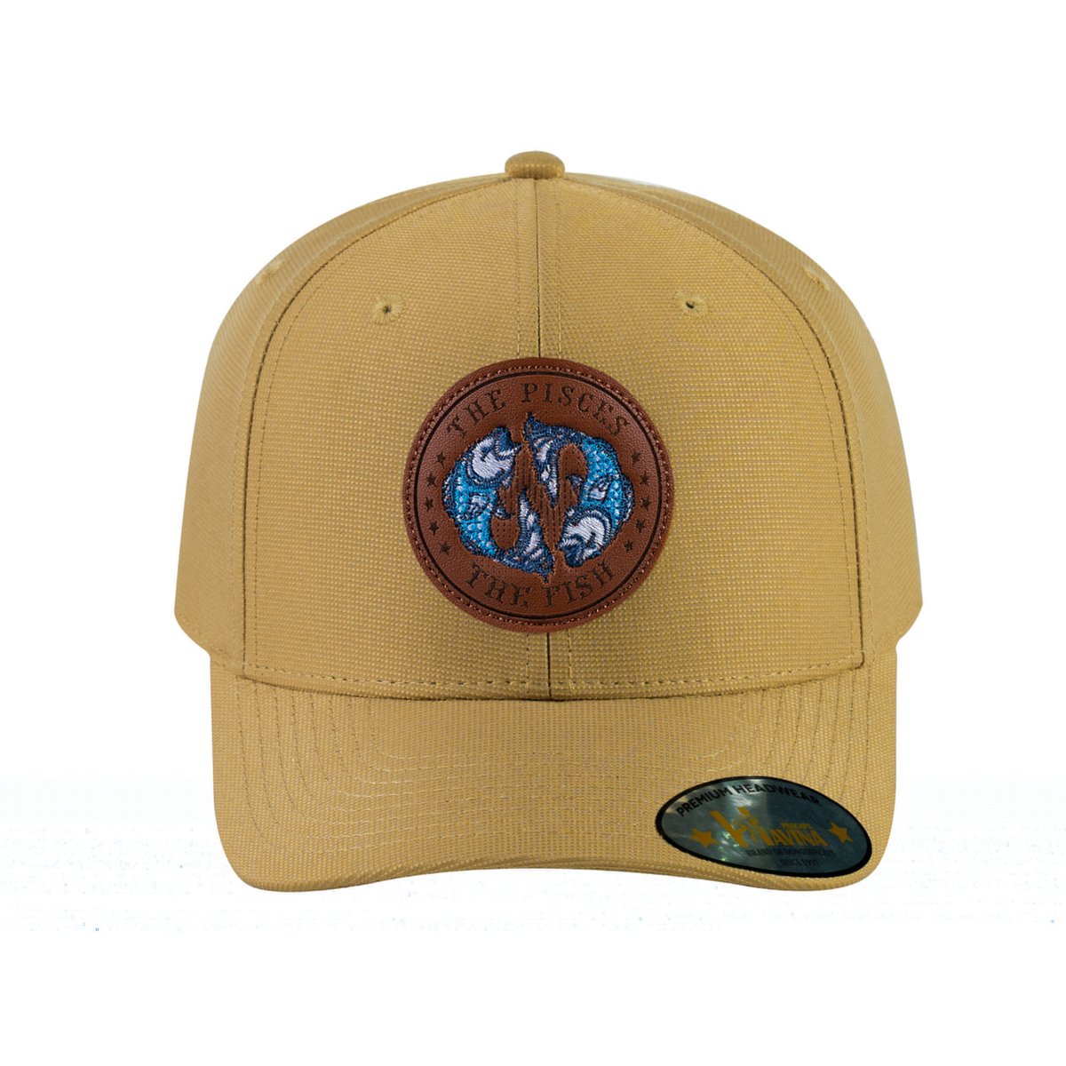 Unisex V2 Embroidered And Laser-Engraved Pisces Zodiac (February 19, March 20), 6-Panel Baseball Cap, Khaki/Khaki, Adjustable Fit