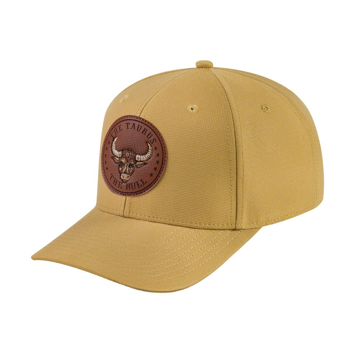 Unisex V2 Embroidered And Laser-Engraved Taurus Zodiac (April 20, May 20), 6-Panel Baseball Cap, Khaki/Khaki, Adjustable Fit