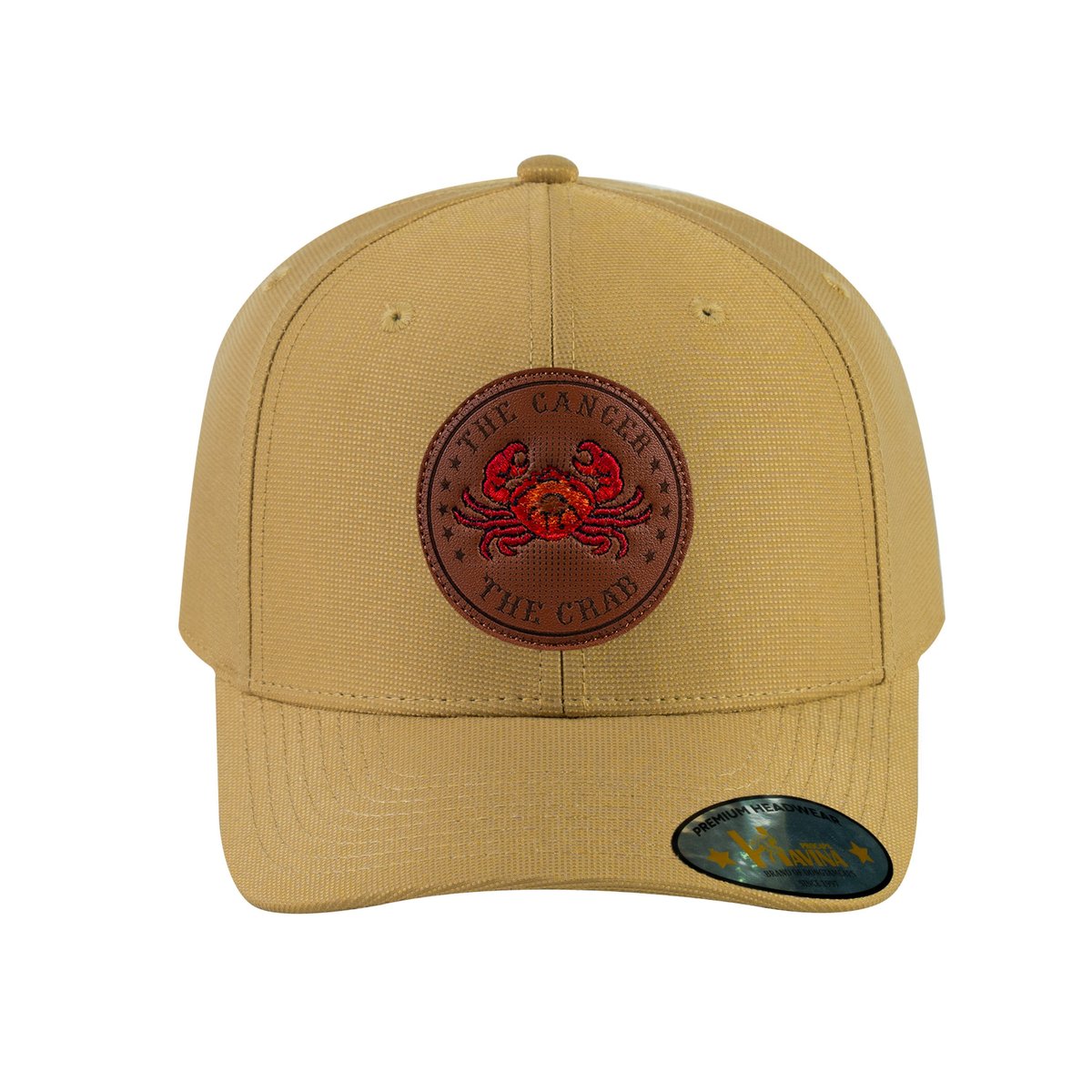 Unisex V2 Embroidered And Laser-Engraved Cancer Zodiac (June 21, July 22), 6-Panel Baseball Cap, Khaki/Khaki, Adjustable Fit