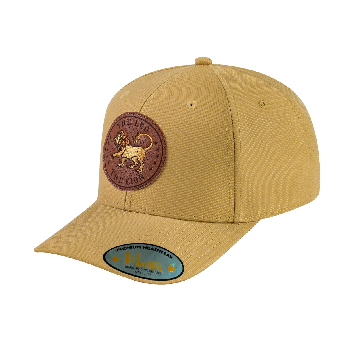 Unisex V2 Embroidered And Laser-Engraved Leo Zodiac (July 23, August 22), 6-Panel Baseball Cap, Khaki/Khaki, Adjustable Fit