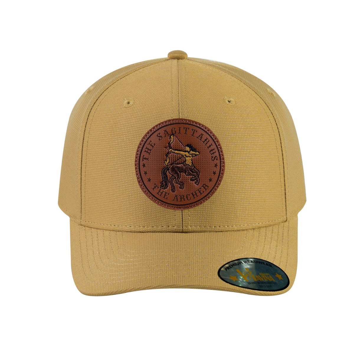 Unisex V2 Embroidered And Laser-Engraved Sagittarius Zodiac (November 22, December 21), 6-Panel Baseball Cap, Khaki/Khaki, Adjustable Fit