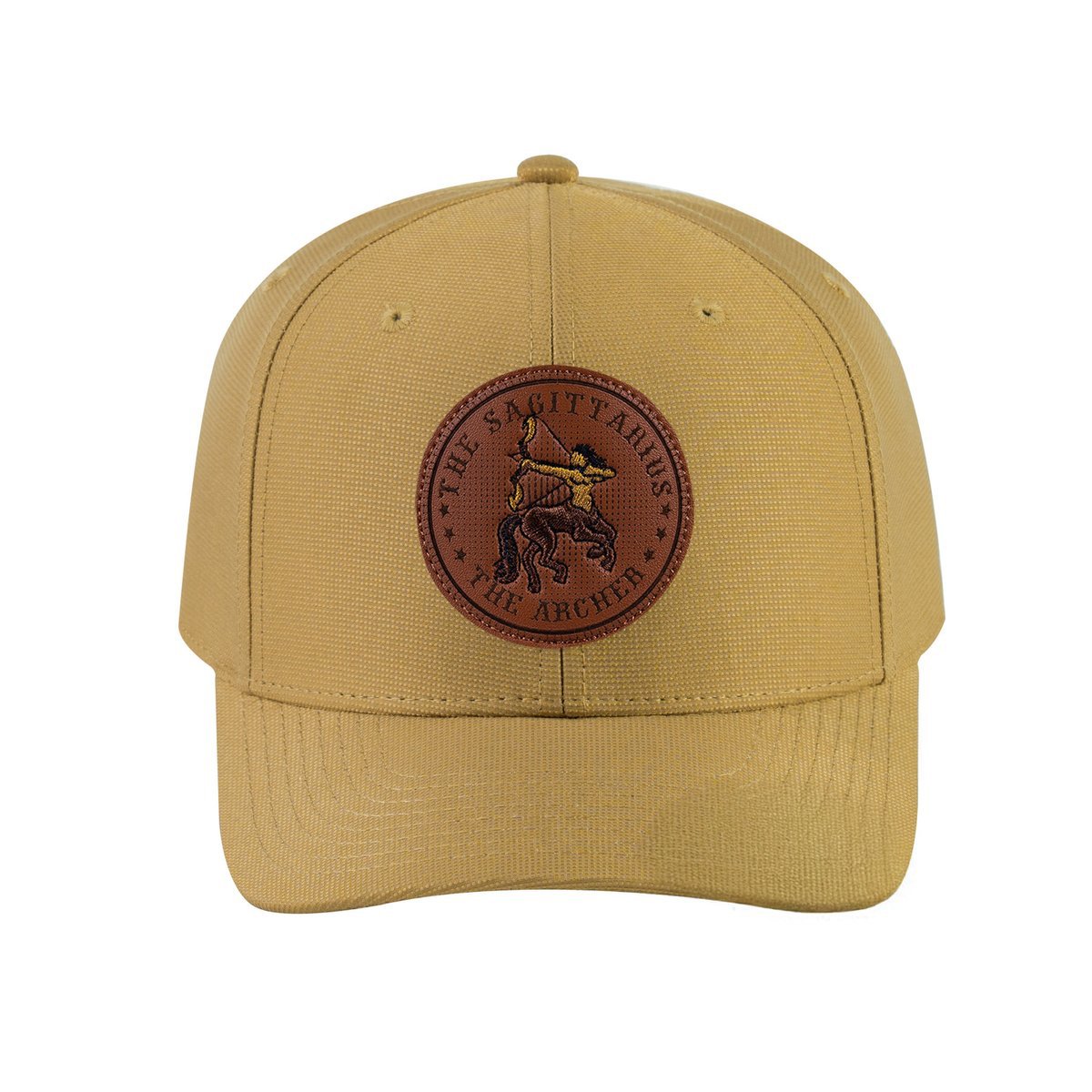 Unisex V2 Embroidered And Laser-Engraved Sagittarius Zodiac (November 22, December 21), 6-Panel Baseball Cap, Khaki/Khaki, Adjustable Fit