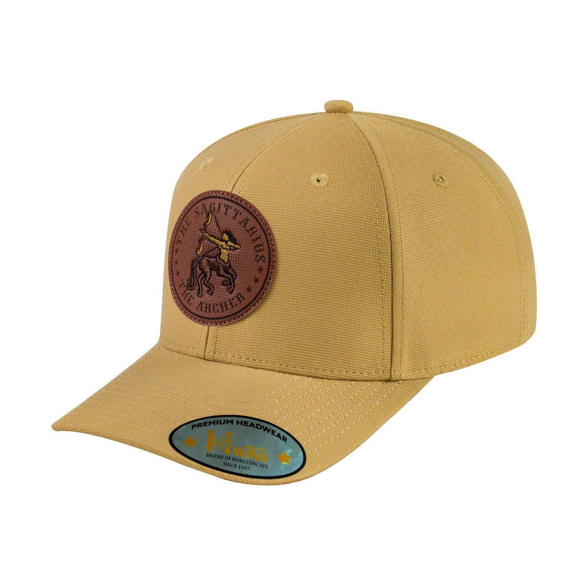 Unisex V2 Embroidered And Laser-Engraved Sagittarius Zodiac (November 22, December 21), 6-Panel Baseball Cap, Khaki/Khaki, Adjustable Fit