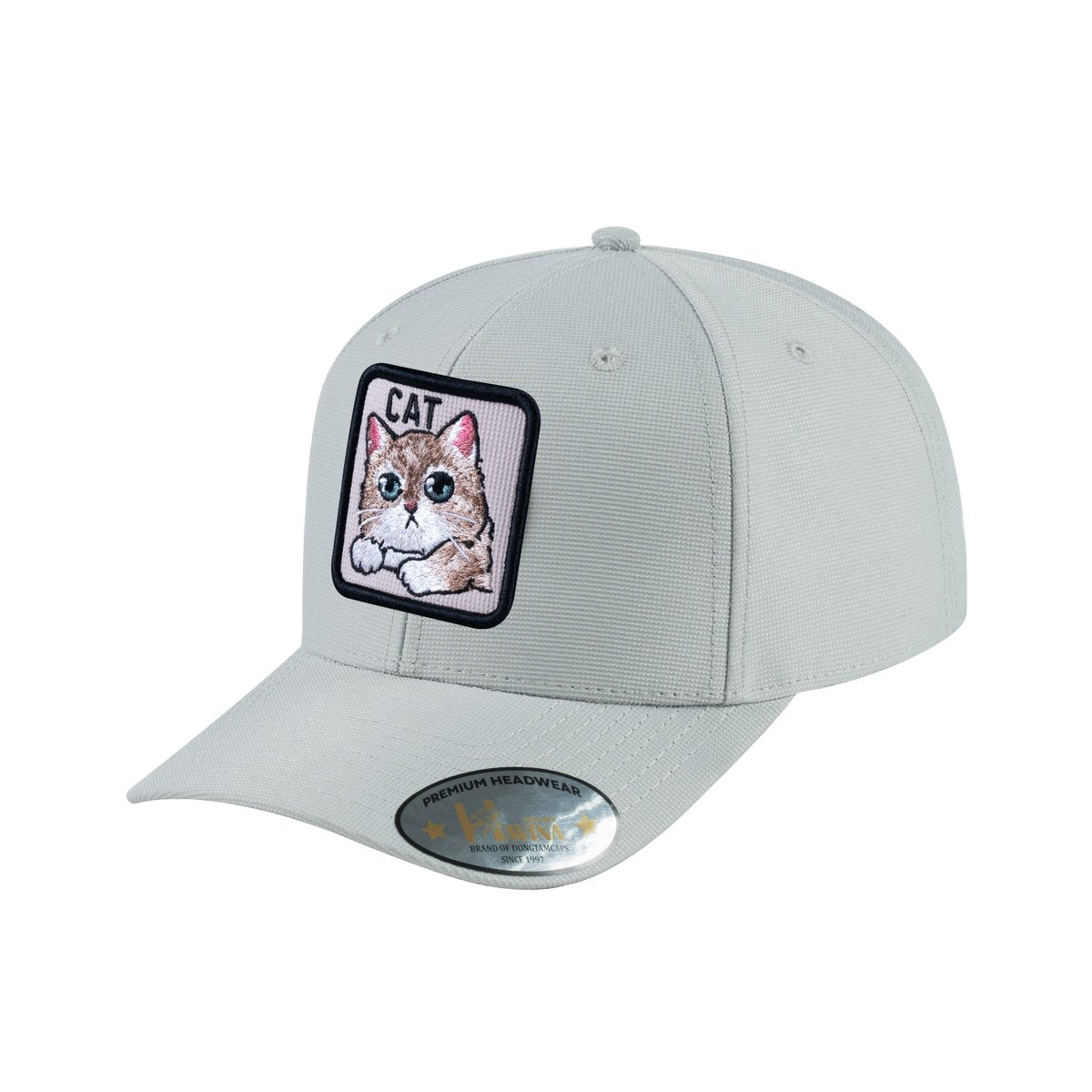 Unisex V2 Embroidered The Cat, 6-Panel Baseball Cap, Light Grey/Light Grey, Adjustable Fit