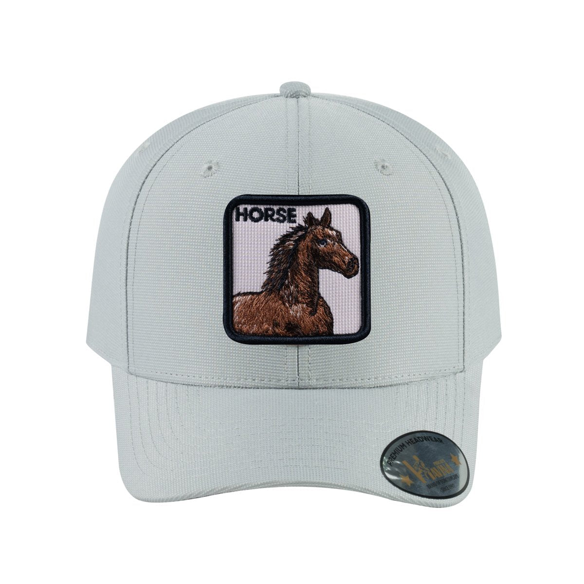 Unisex V2 Embroidered The Horse, 6-Panel Baseball Cap, Light Grey/Light Grey, Adjustable Fit