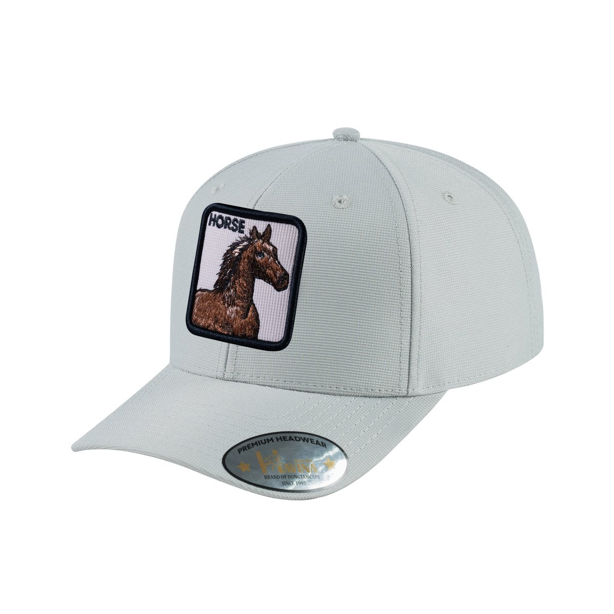 Unisex V2 Embroidered The Horse, 6-Panel Baseball Cap, Light Grey/Light Grey, Adjustable Fit