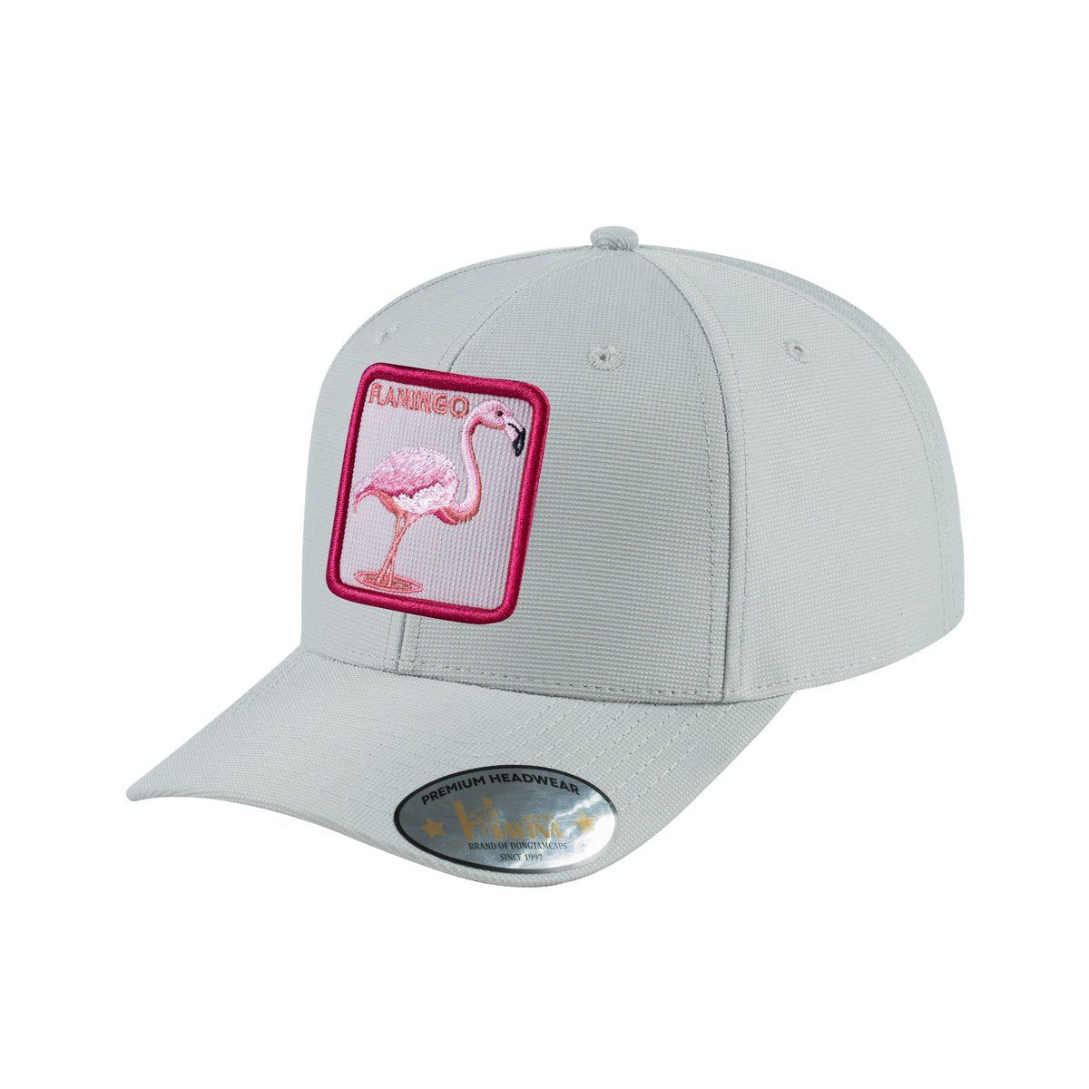 Unisex V2 Embroidered The Flamingo, 6-Panel Baseball Cap, Light Grey/Light Grey, Adjustable Fit
