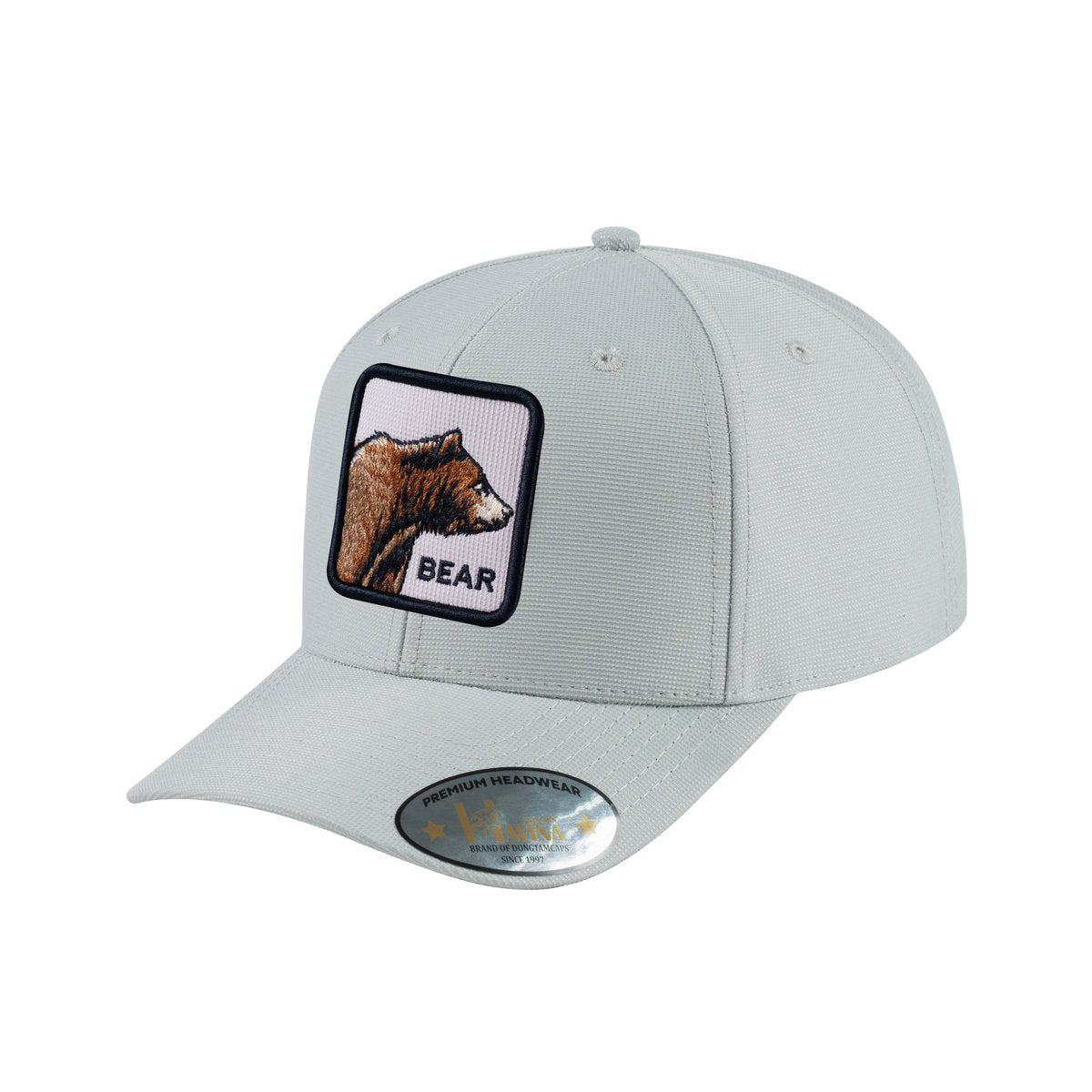 Unisex V2 Embroidered The Bear, 6-Panel Baseball Cap, Light Grey/Light Grey, Adjustable Fit
