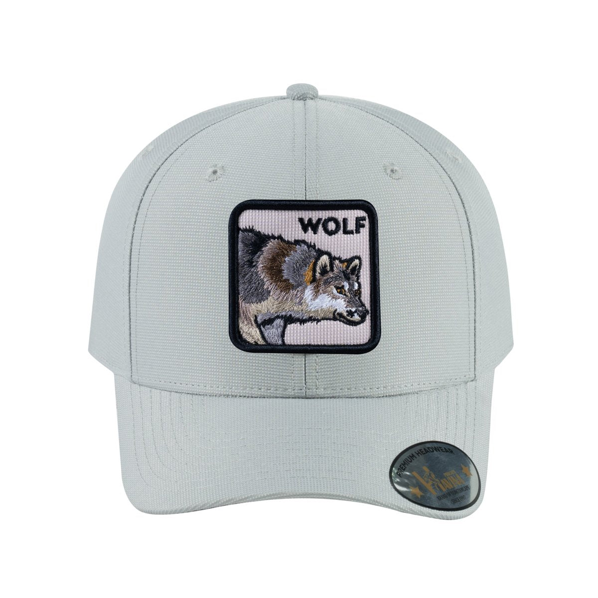 Unisex V2 Embroidered The Wolf, 6-Panel Baseball Cap, Light Grey/Light Grey, Adjustable Fit