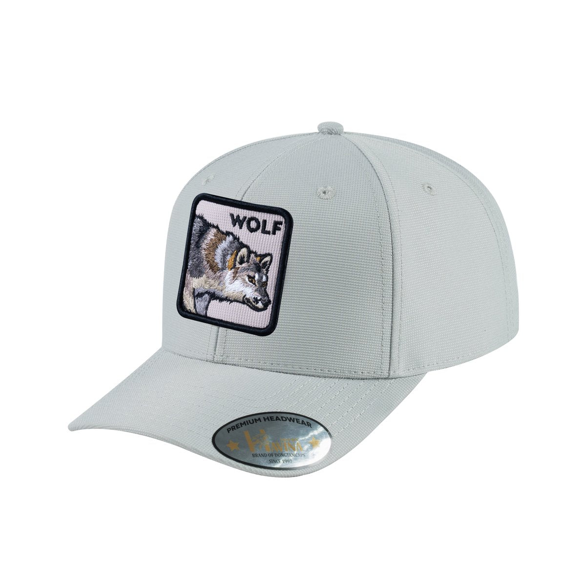Unisex V2 Embroidered The Wolf, 6-Panel Baseball Cap, Light Grey/Light Grey, Adjustable Fit