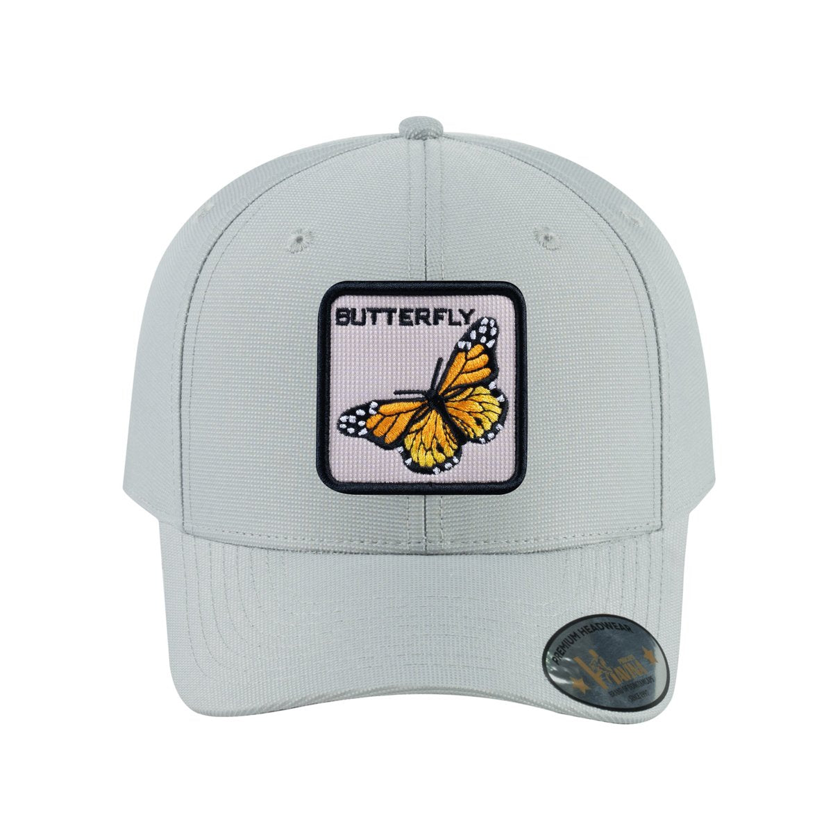 Unisex V2 Embroidered The Butterfly, 6-Panel Baseball Cap, Light Grey/Light Grey, Adjustable Fit