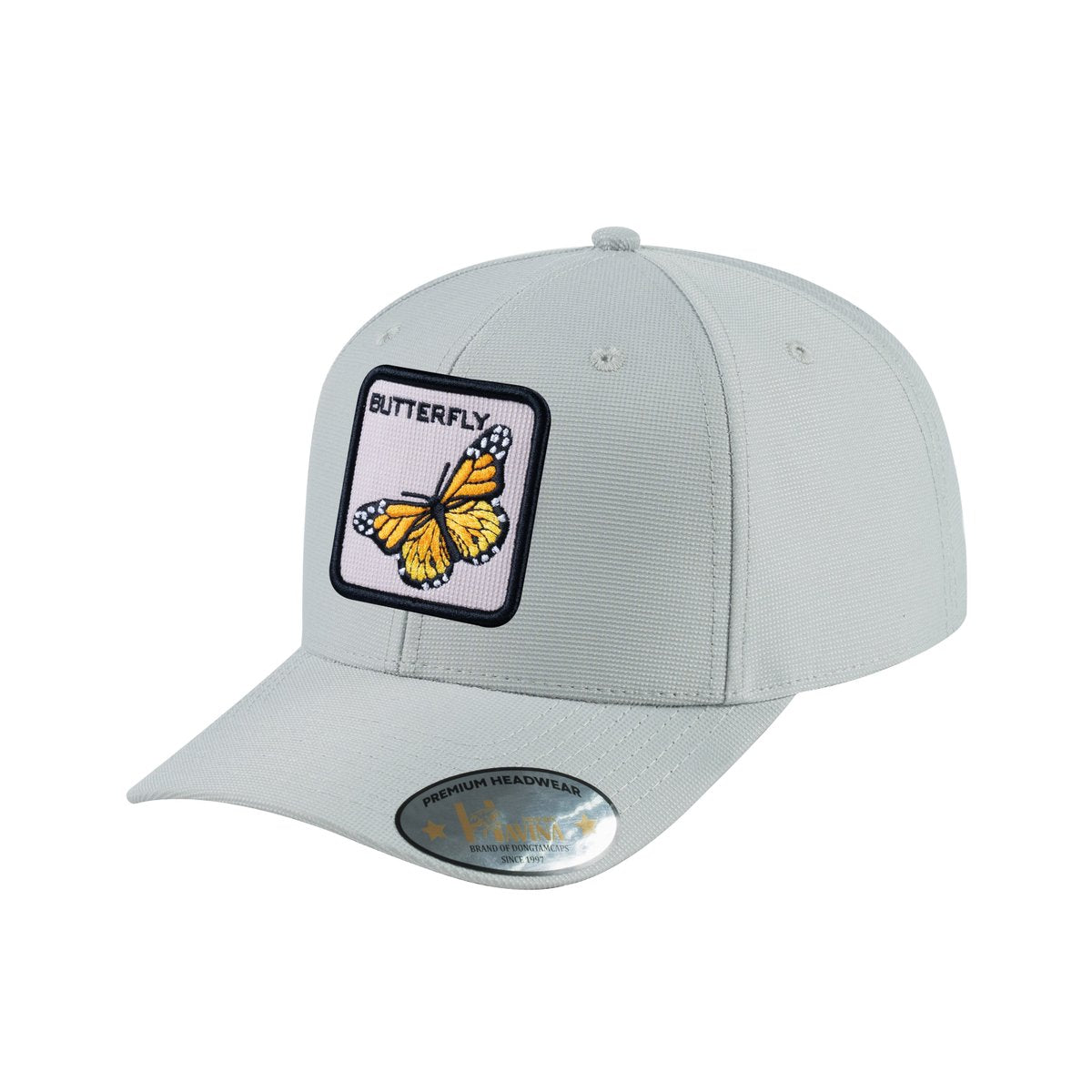 Unisex V2 Embroidered The Butterfly, 6-Panel Baseball Cap, Light Grey/Light Grey, Adjustable Fit